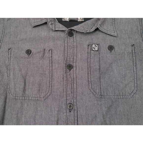 Metal Mulisha Button Shirt Gray Mens Biker Grunge Motorcycle Long Sleeve Size M - Picture 2 of 12